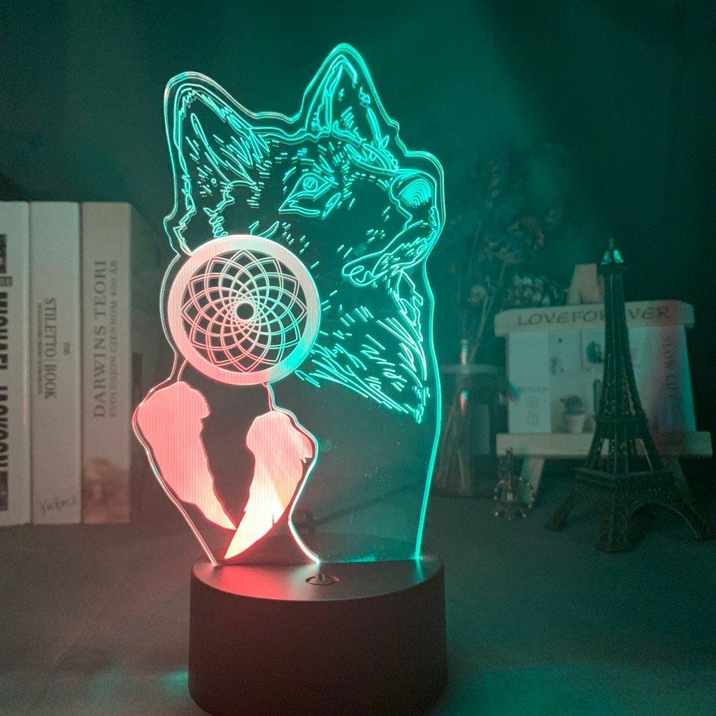 Dreamcatcher Wolf Nightlight iLightBox 3D™ Lamp - iLightBox 3D®