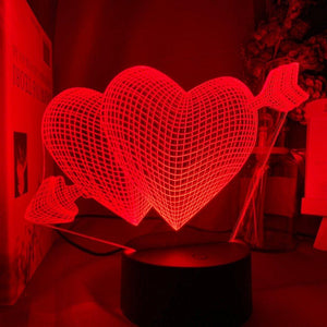 Arrow Through Hearts Nightlight iLightBox 3D™ Lamp - iLightBox 3D®