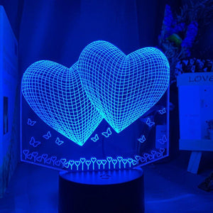 Hearts Hologram Nightlight iLightBox 3D™ Lamp - iLightBox 3D®