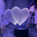 Arrow Through Hearts Nightlight iLightBox 3D™ Lamp - iLightBox 3D®