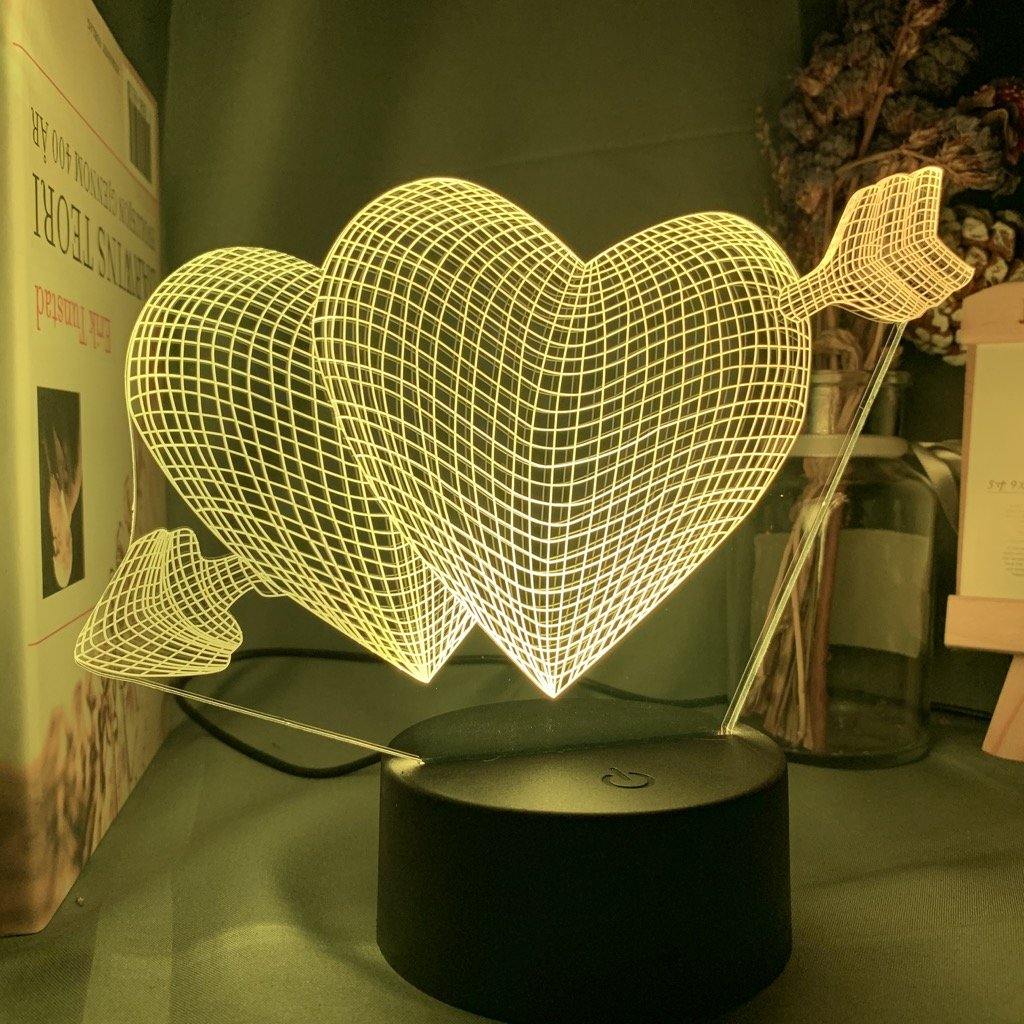 Arrow Through Hearts Nightlight iLightBox 3D™ Lamp - iLightBox 3D®