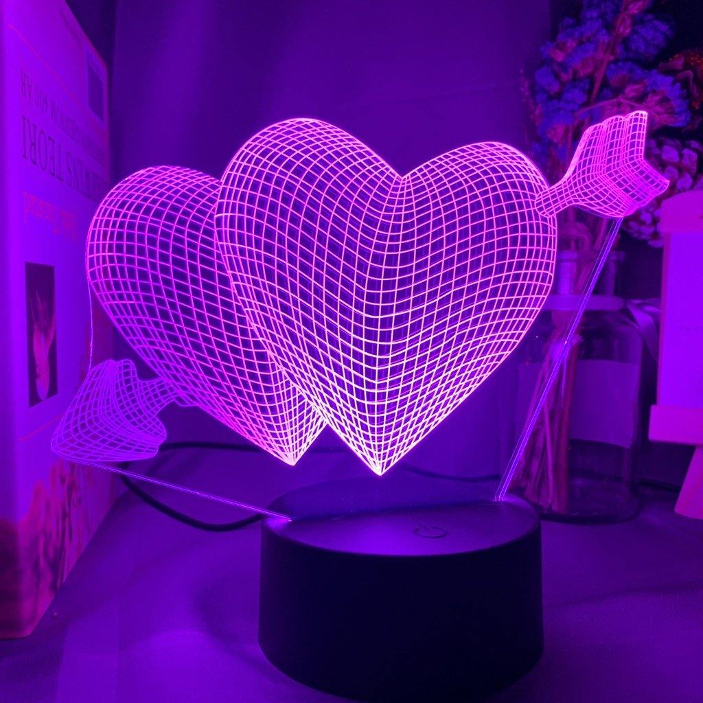 Arrow Through Hearts Nightlight iLightBox 3D™ Lamp - iLightBox 3D®