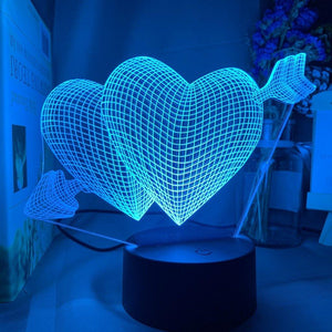 Arrow Through Hearts Nightlight iLightBox 3D™ Lamp - iLightBox 3D®